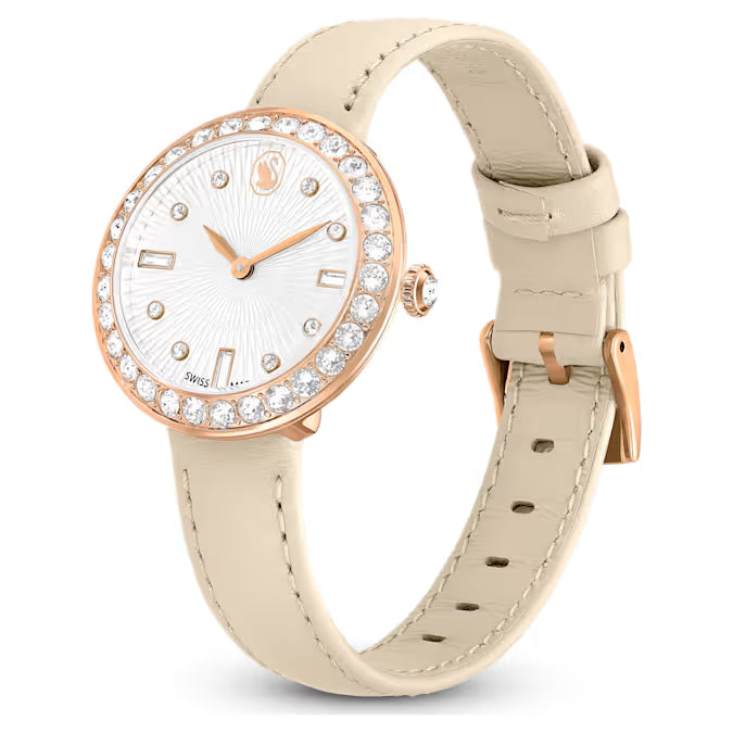 Swarovski watch with leather strap