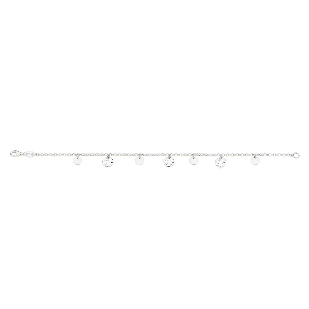 Silver belcher anklet with disc drops