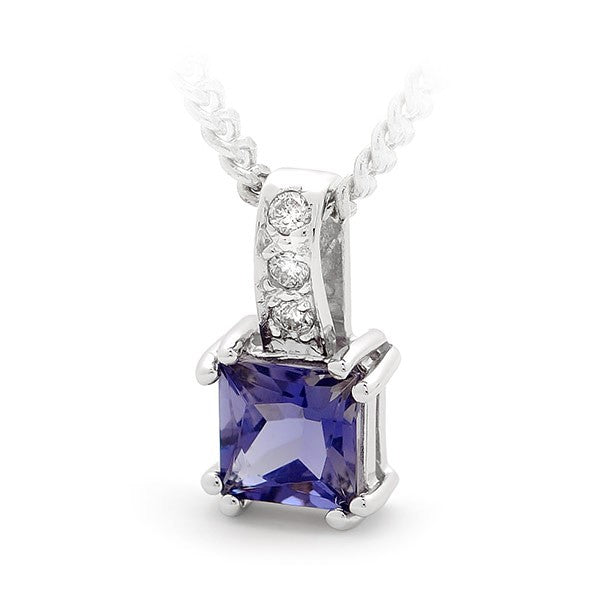 0.86ct Amethyst & Diamond Pendant in 9ct White Gold