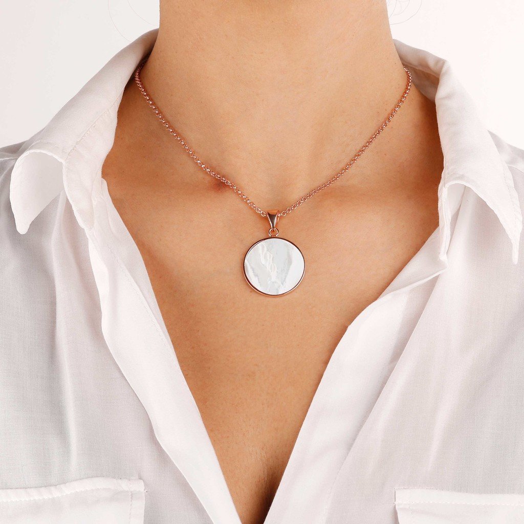 Bronzallure Mother of Pearl Disc Necklace