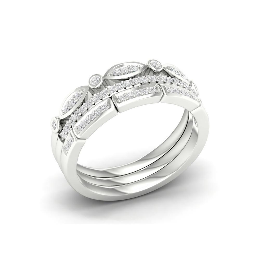 Vintage Inspired 3 Stack Diamond Rings 9ct White Gold