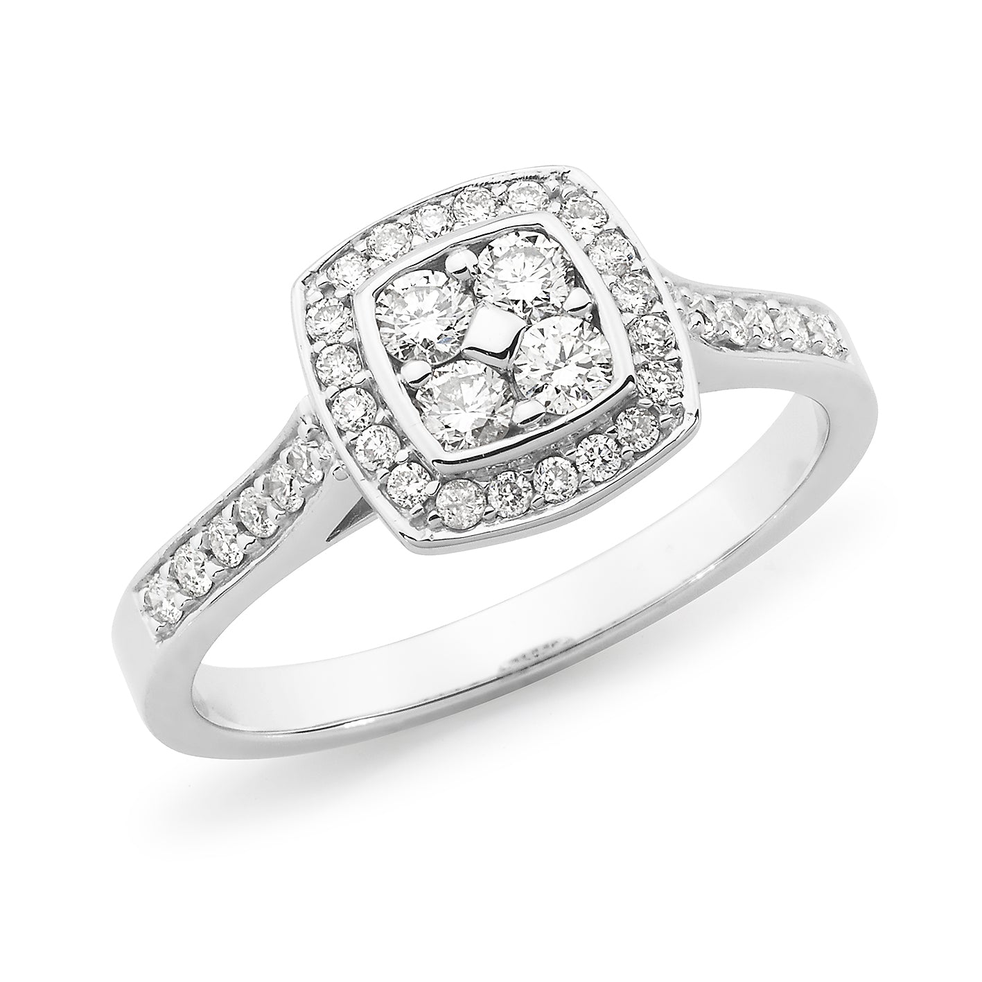 18ct White Gold 0.42ct Diamond Halo Engagement Ring