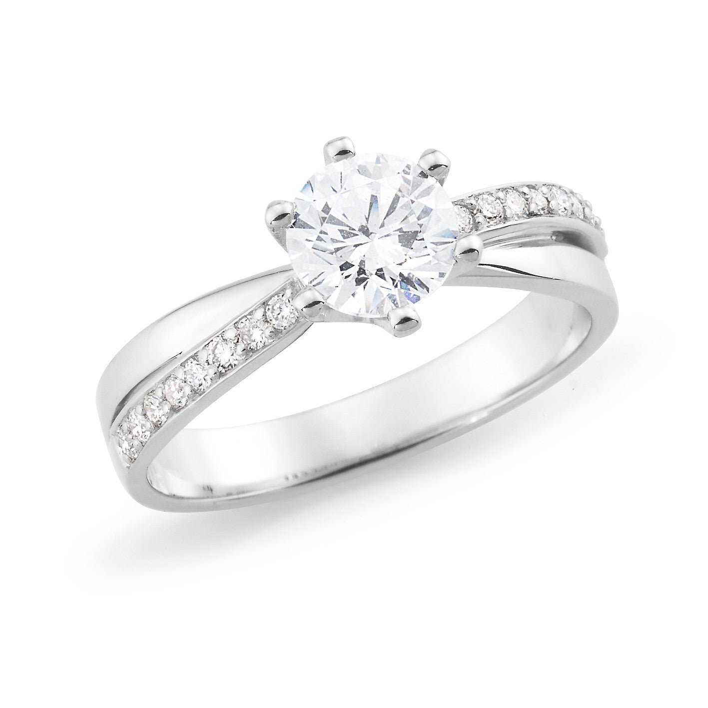 18ct White Gold Round Brilliant Cut Diamond Engagement Ring