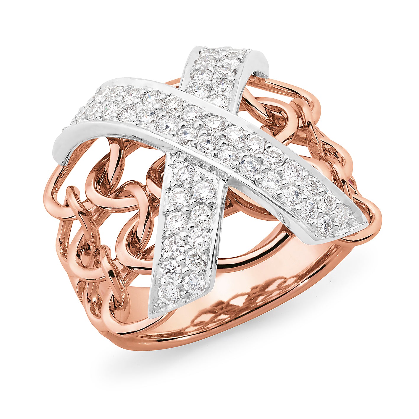 18ct Rose & White Gold 0.93ct Diamond Dress Ring