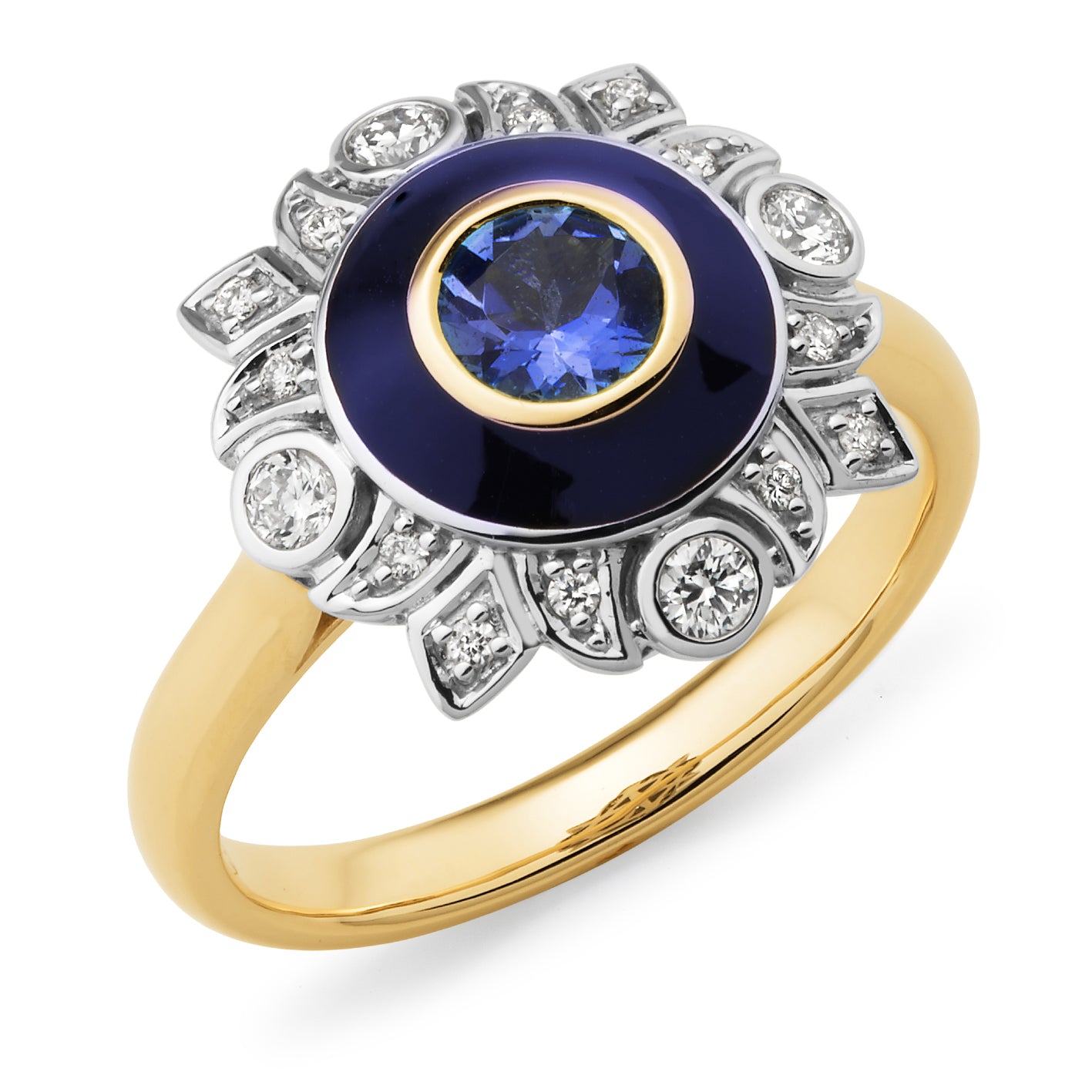 9ct Yellow & White Gold Tanzanite & Diamond Ring