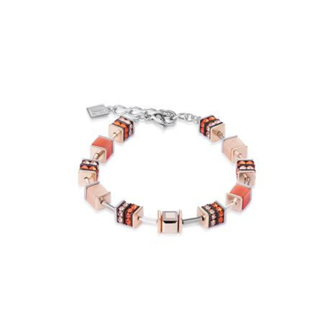 Coeur De Lion - Geo Cube Elegant Orange Rose Gold Bracelet