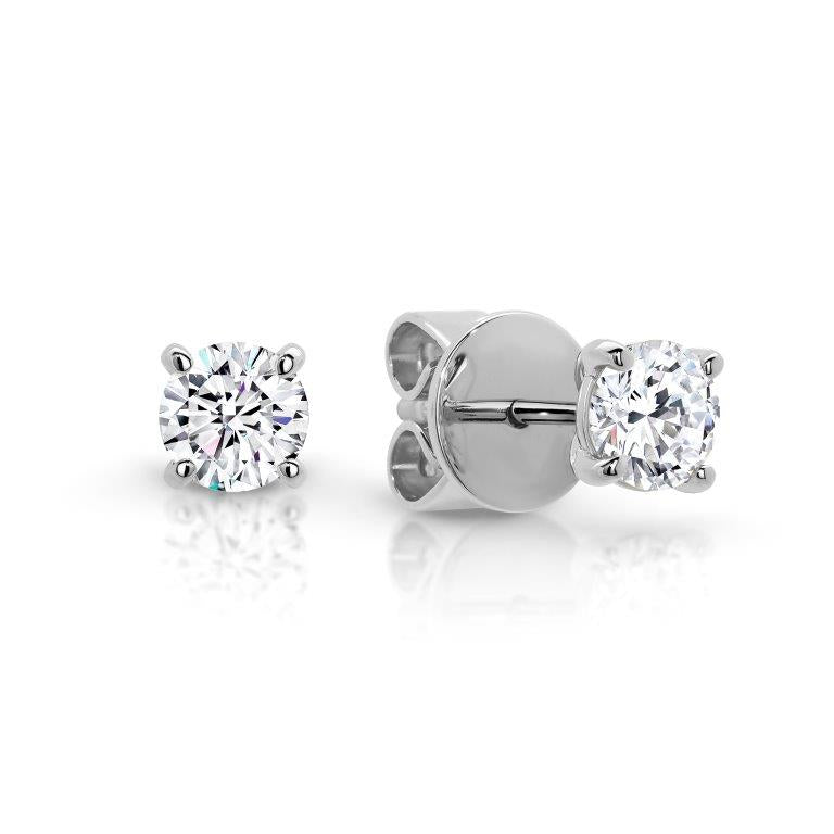 9ct White Gold 0.6ct Round Brilliant Diamond Stud Earrings