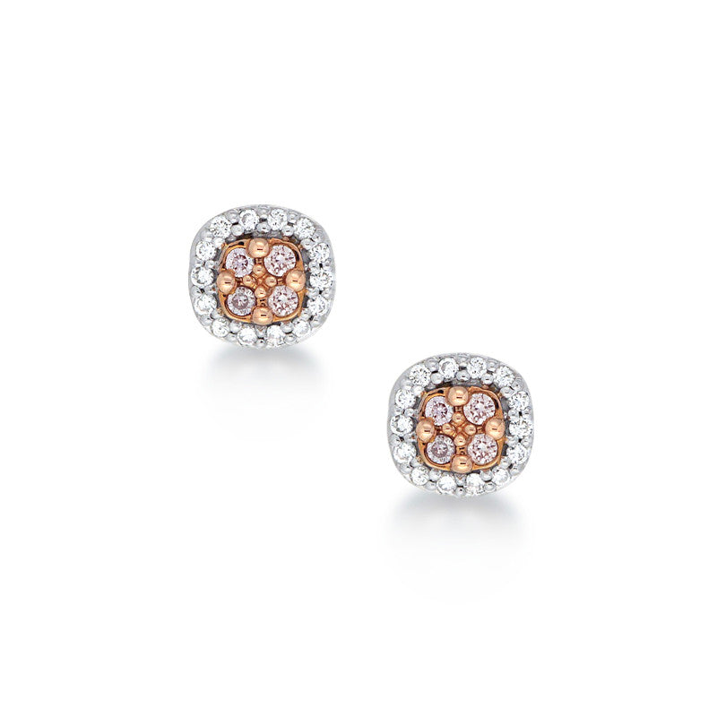 Blush Pink Pink Argyle Diamond Studs with Halo