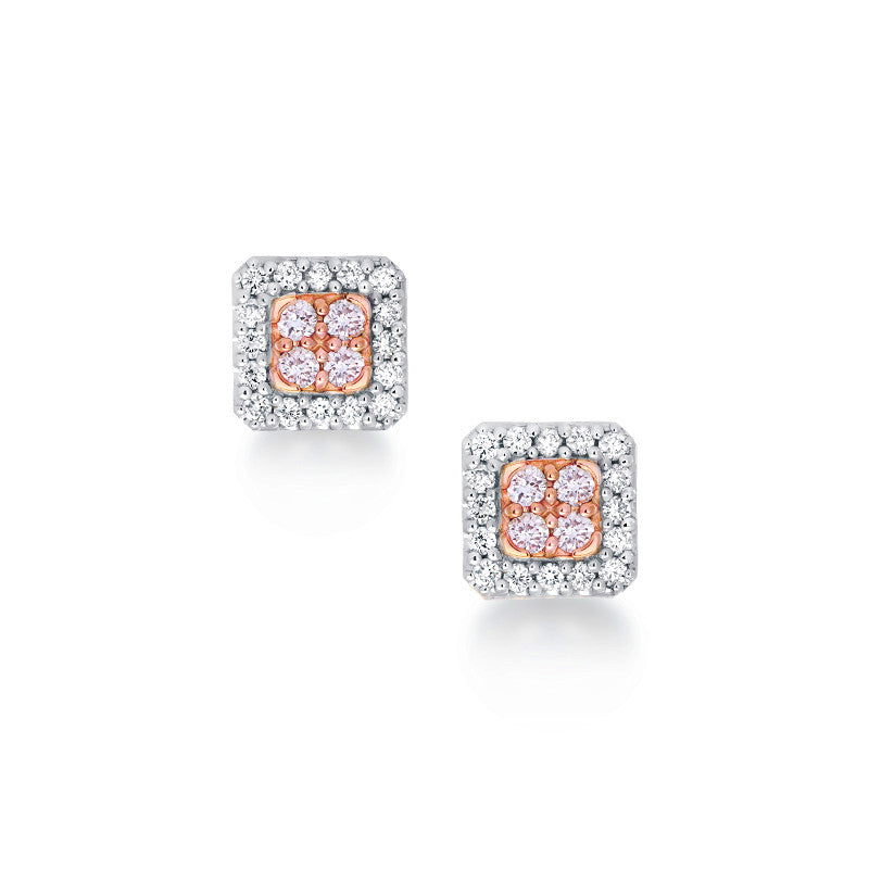 Blush Pink Pink Argyle Diamond Square Studs