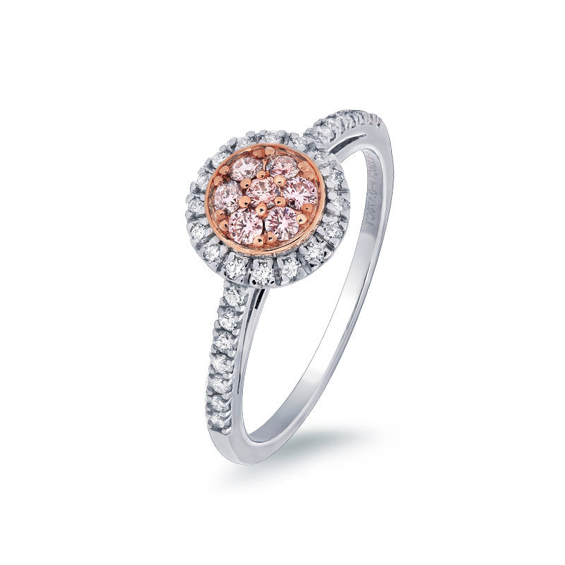 Blush Pink Round Cluster Pink Argyle Diamond Ring