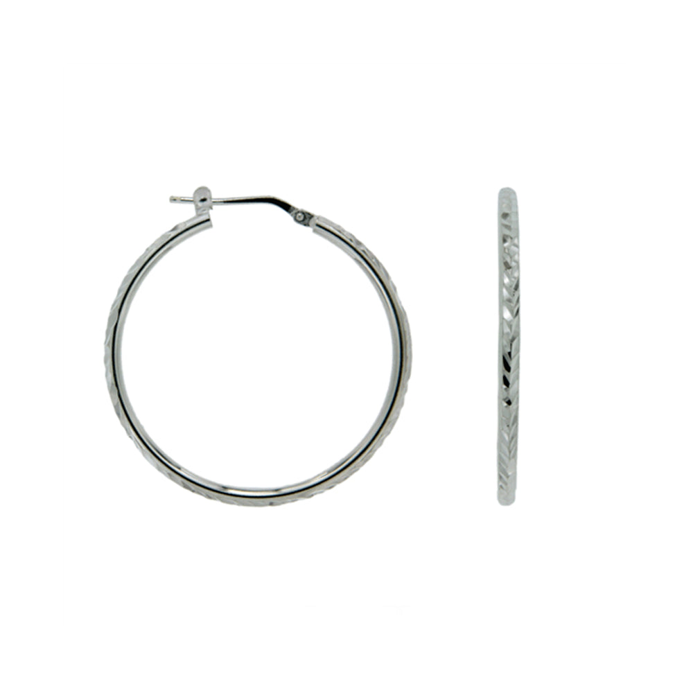 Sterling Silver Diamond Cut Hoops