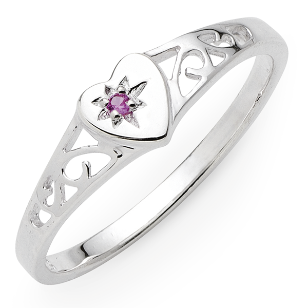Sterling Silver Created Ruby Signet Ring