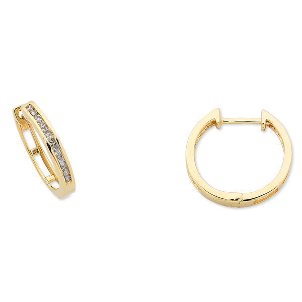 9ct Yellow Gold Diamond Huggies