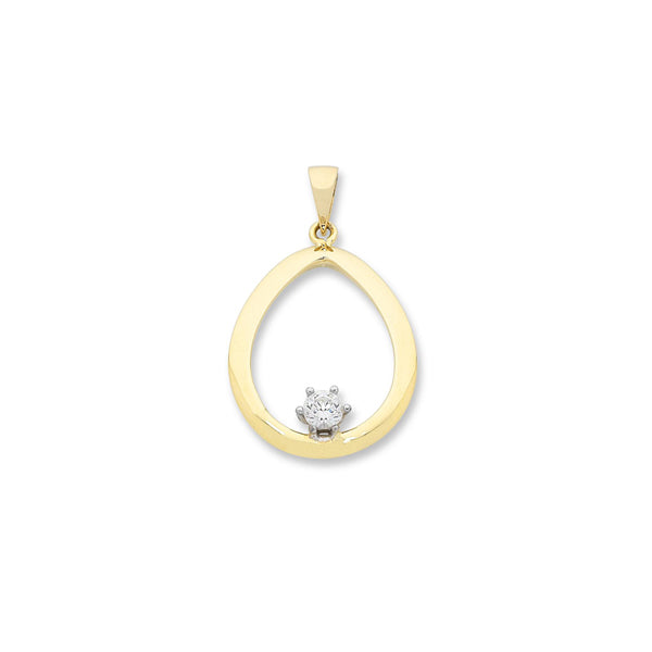 9ct Yellow Gold Cubic Zirconia Pendant