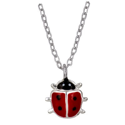 Sterling Silver & Enamel Lady Bird Necklace