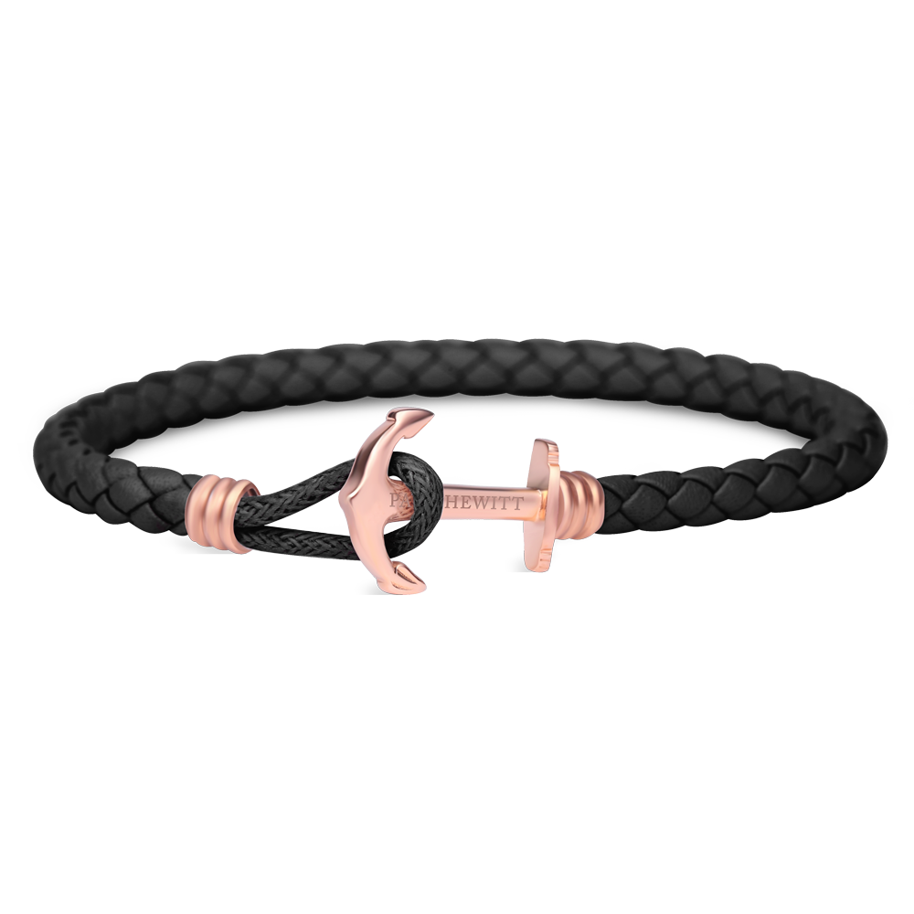 Paul Hewitt Phrep Lite Leather Rose Gold / Black Bracelet