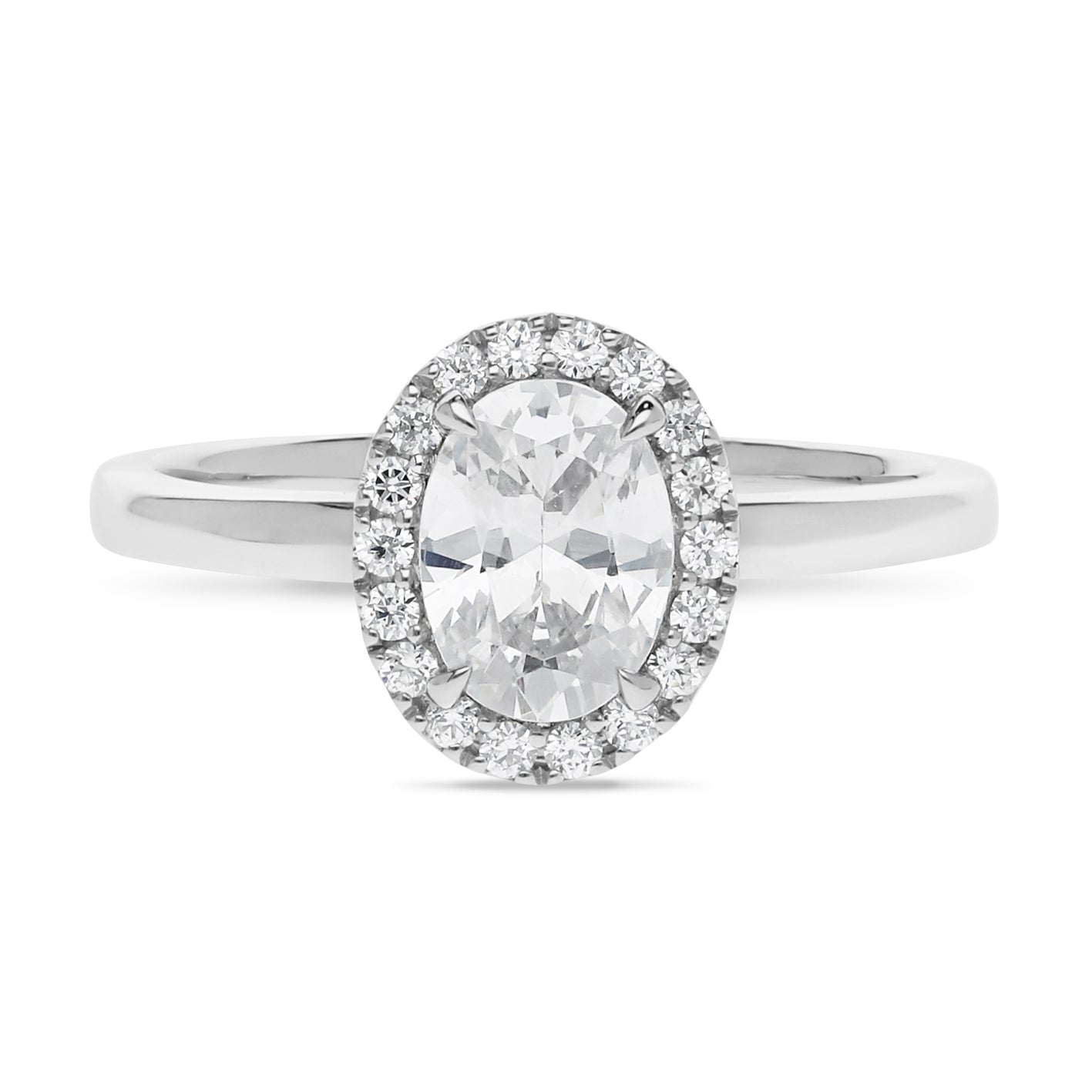 18ct White Gold 1.00ct Diamond Oval Ring