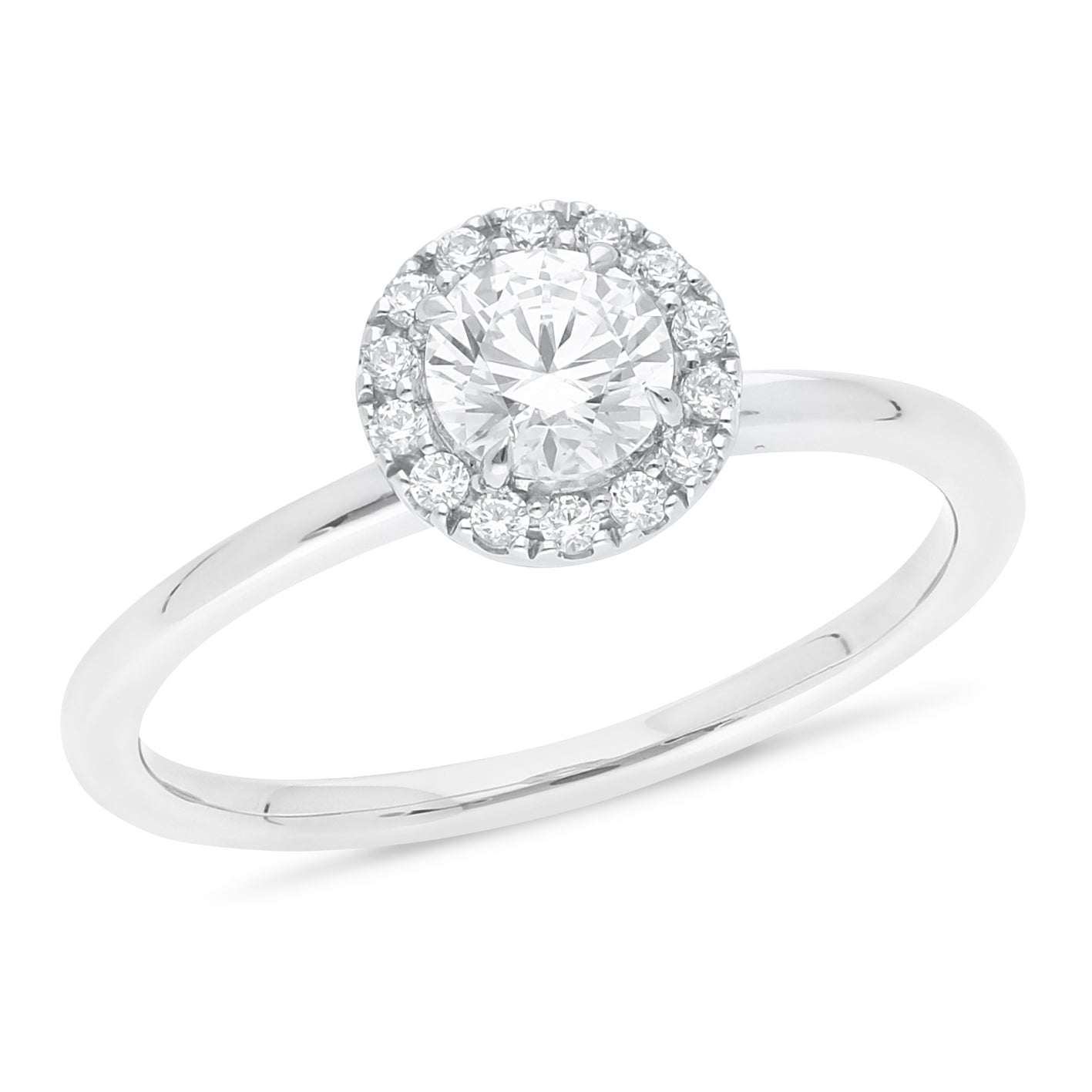 18ct White Gold 0.50ct Diamond Halo Ring