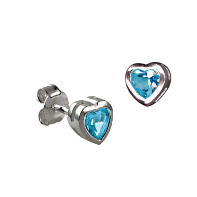 Sterling Silver Cubic Zirconia Heart Earrings