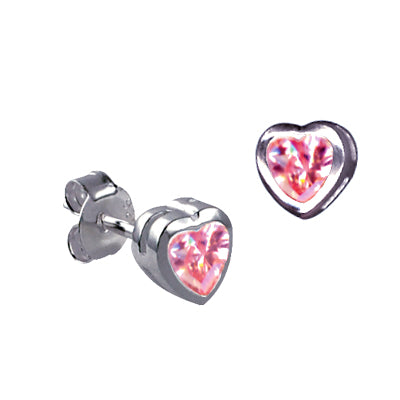 Sterling Silver Cubic Zirconia Heart Earrings