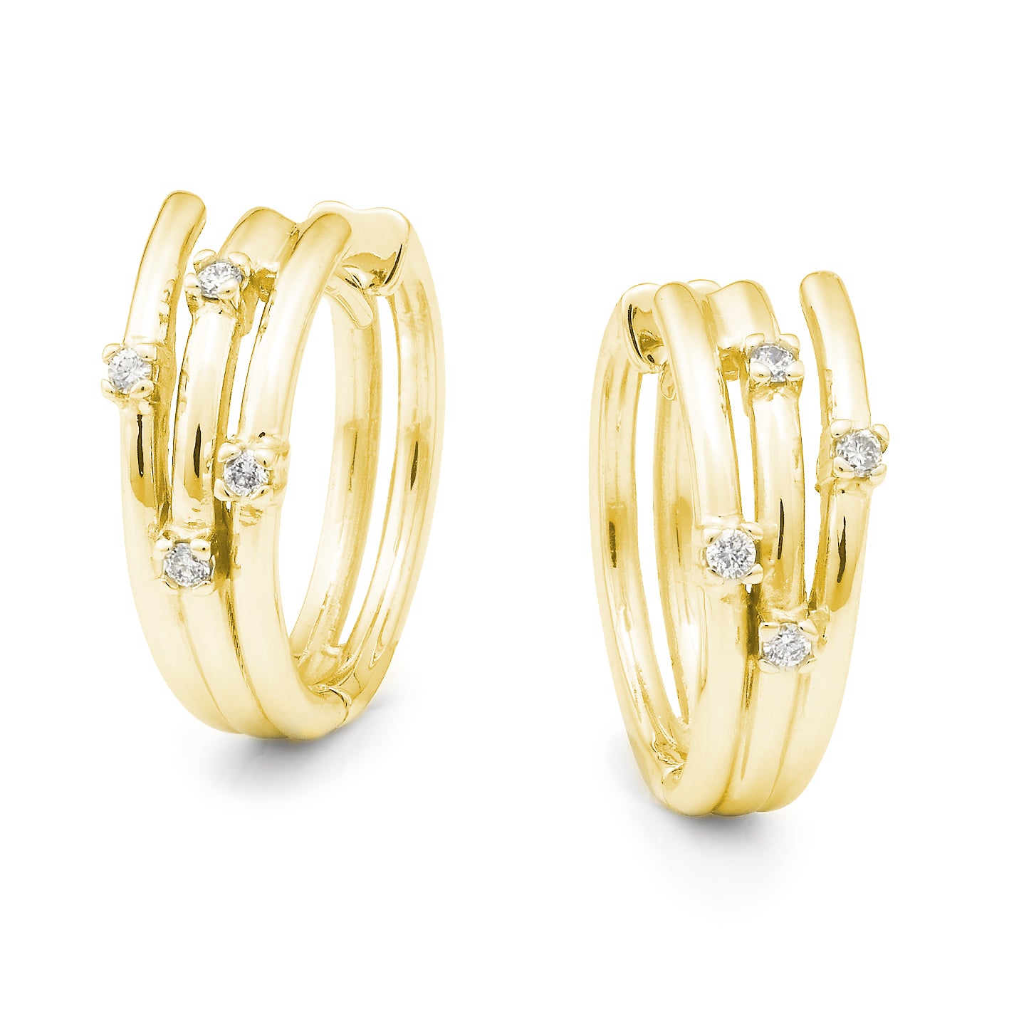 9ct Yellow Gold Diamond Huggie Earrings