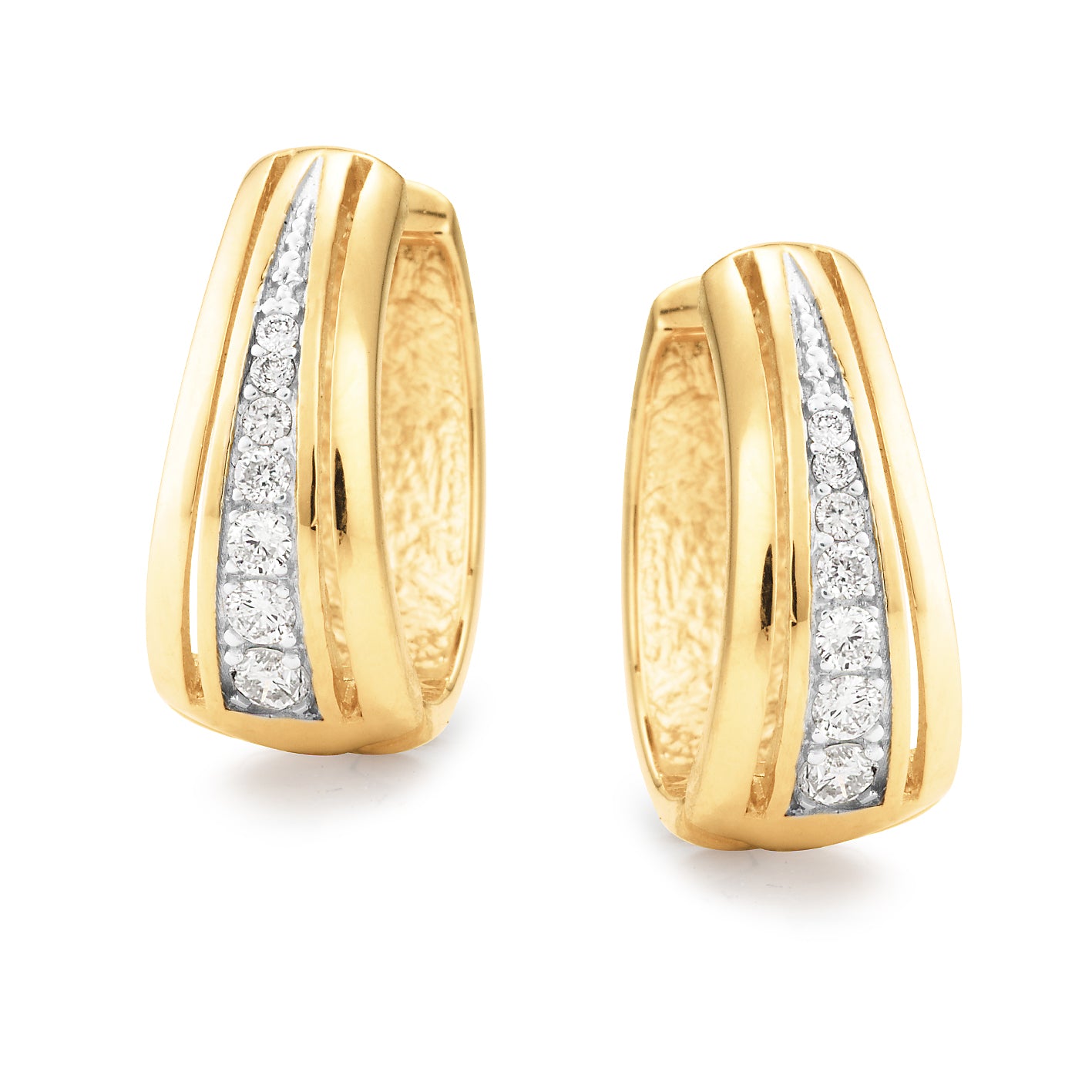 9ct Yellow Gold Tapered Diamond Huggie Earrings