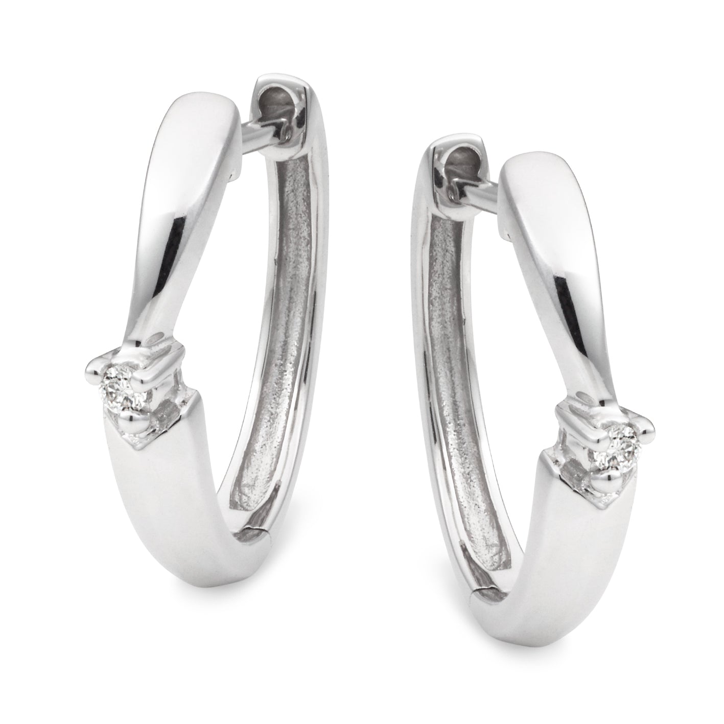 9ct White Gold Diamond Huggie Earrings