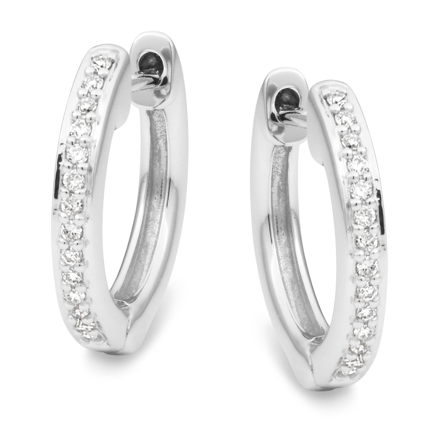 9ct White Gold Diamond Huggie Earrings