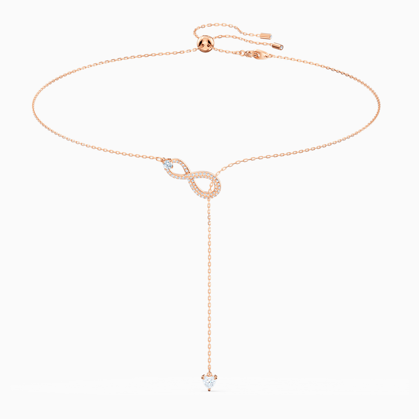 SWAROVSKI - Rose Gold Infinity Y Necklace - White
