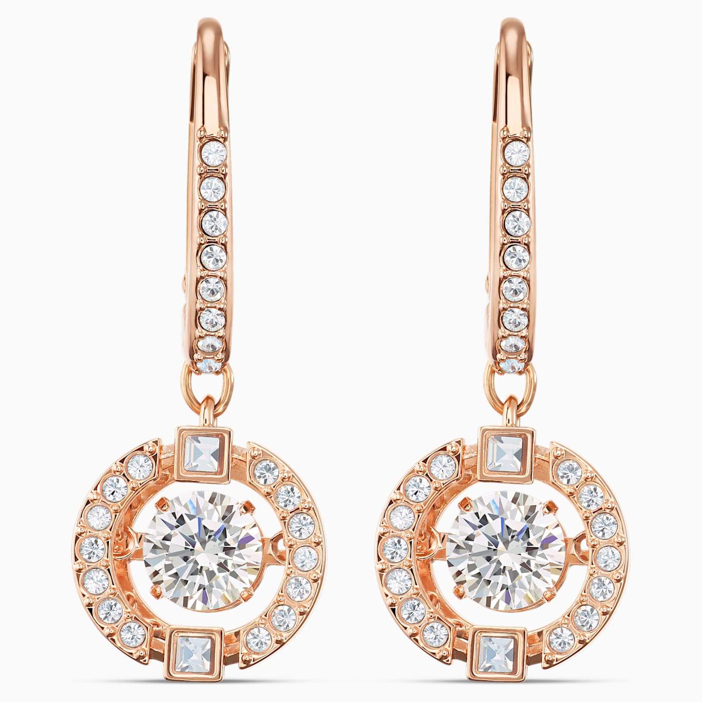 SWAROVSKI - Rose Gold Sparkling Dance Pierced Earrings - White