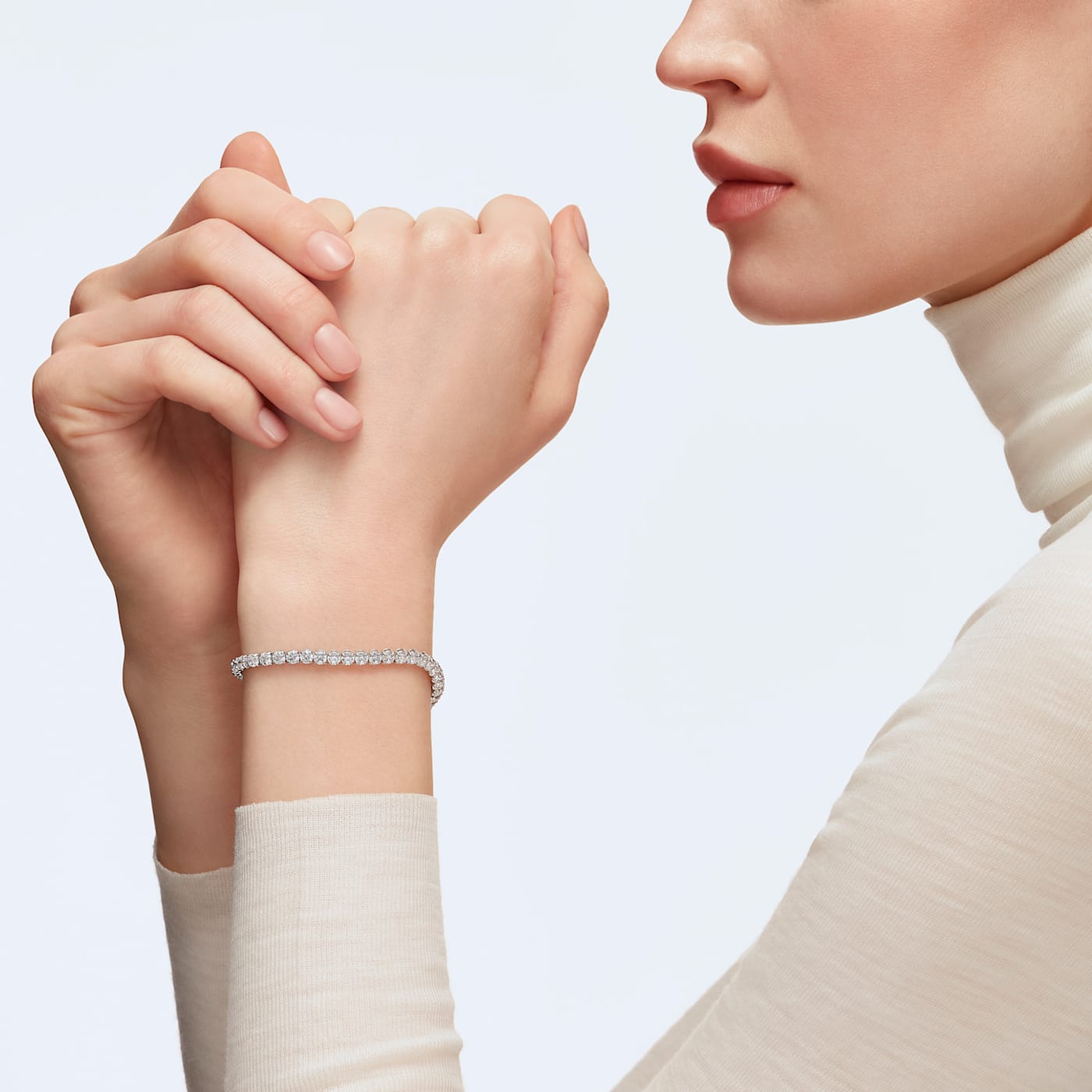 SWAROVSKI - Tennis Deluxe Bracelet White, Rhodium plated