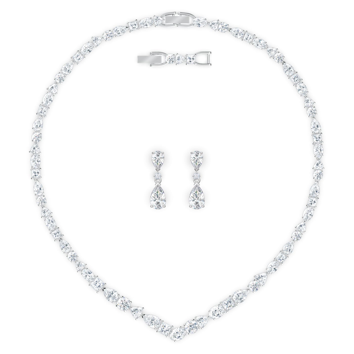 SWAROVSKI - Tennis Deluxe V Mixed Set White, Rhodium plated