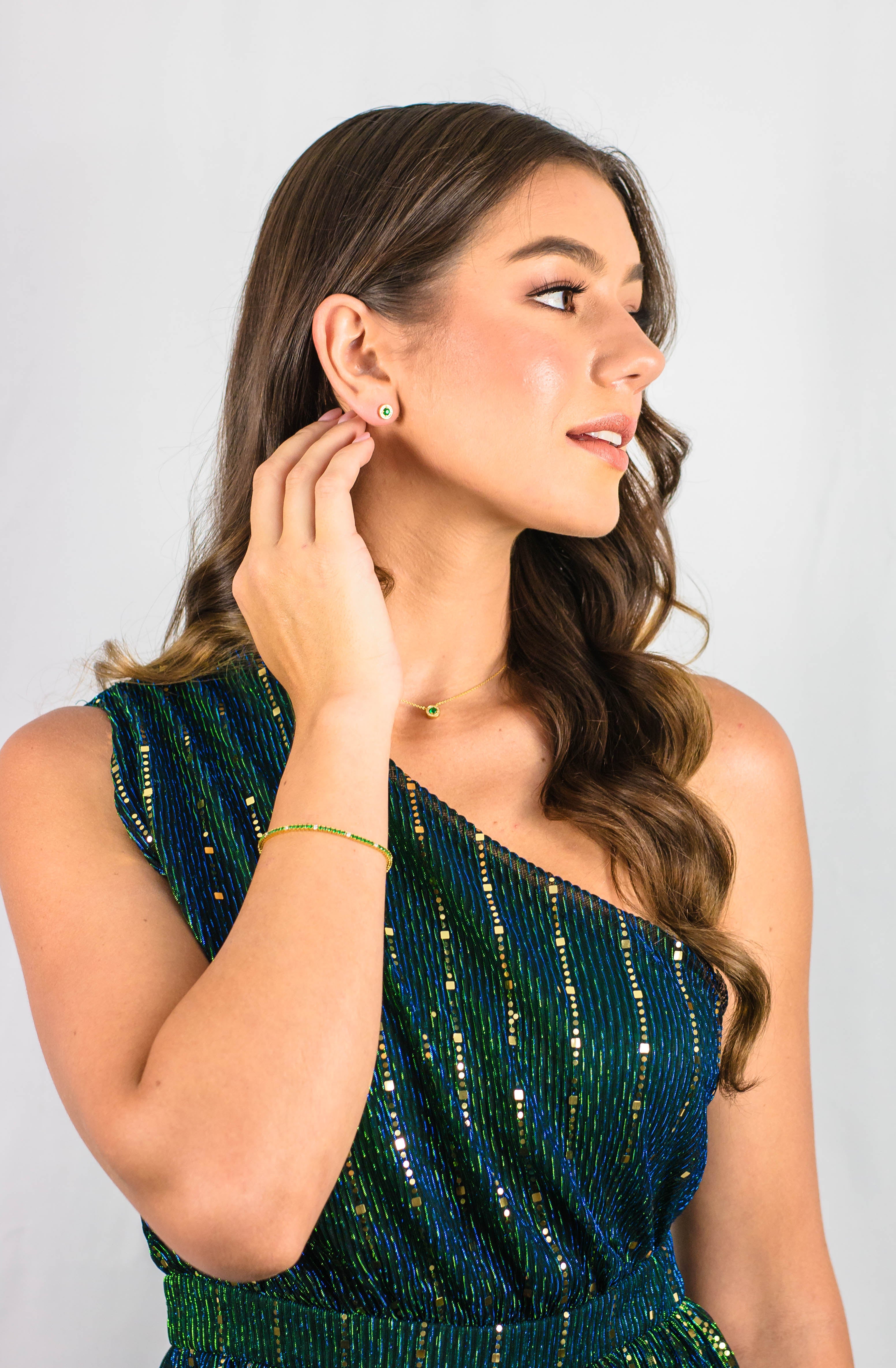 Georgini Milestone Emerald Halo Pendant in Gold