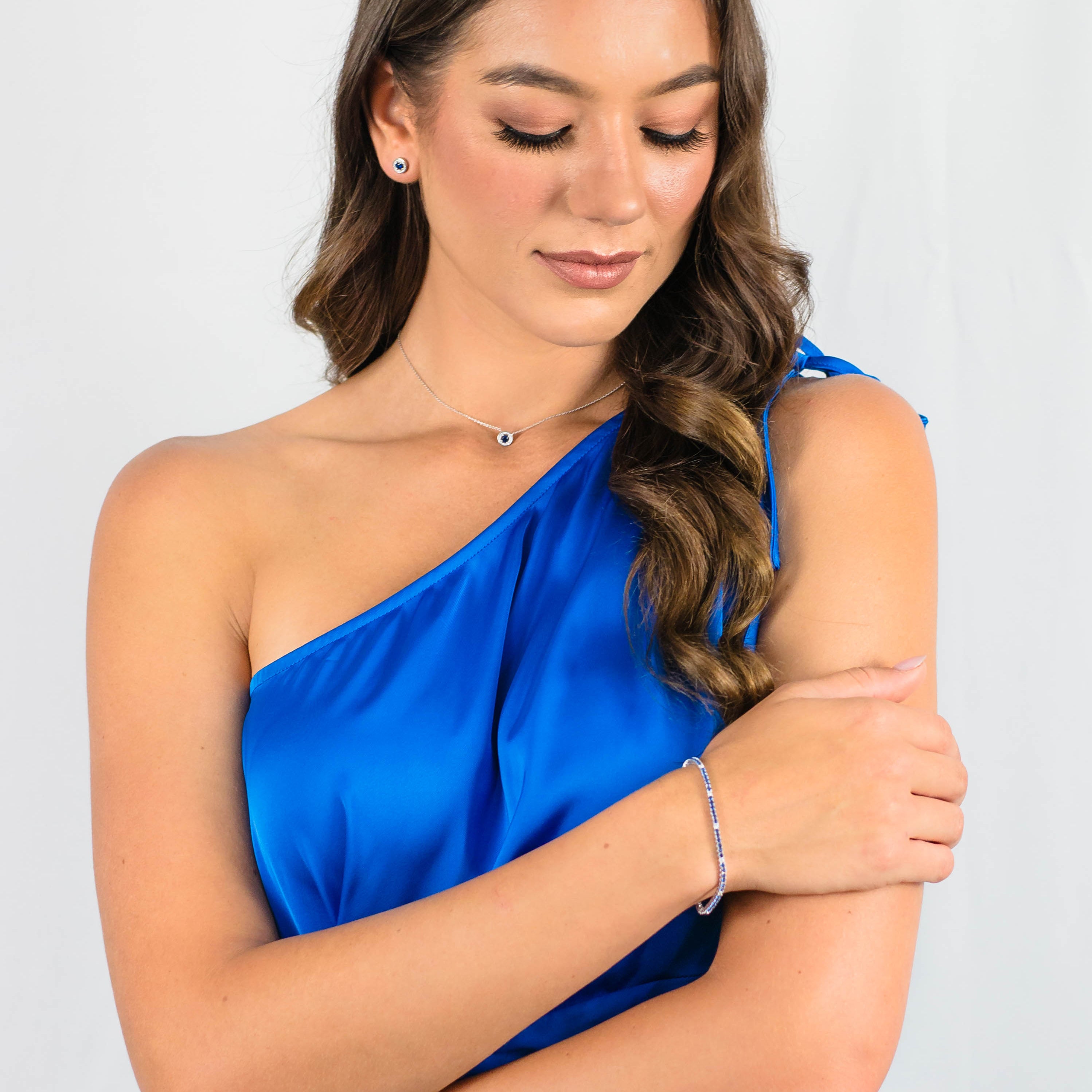 Georgini Milestone Sapphire Halo Earrings in Silver