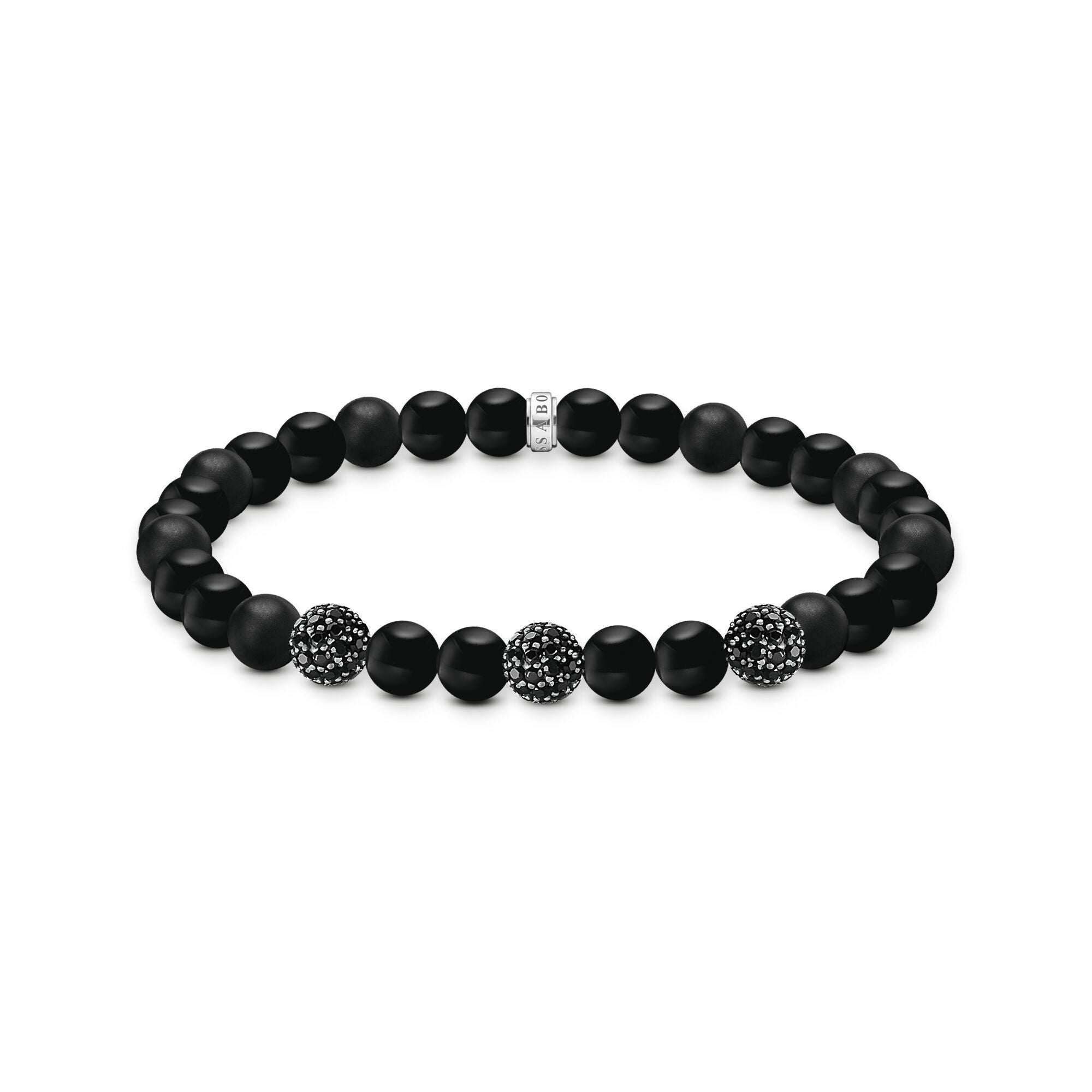 THOMAS SABO Obsidian bracelet with three zirconia beads