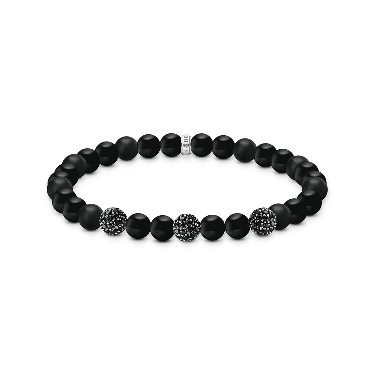 THOMAS SABO Obsidian bracelet with three zirconia beads