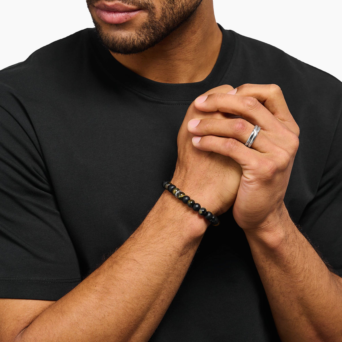 THOMAS SABO Bracelet with obsidian and tiger's eye beads