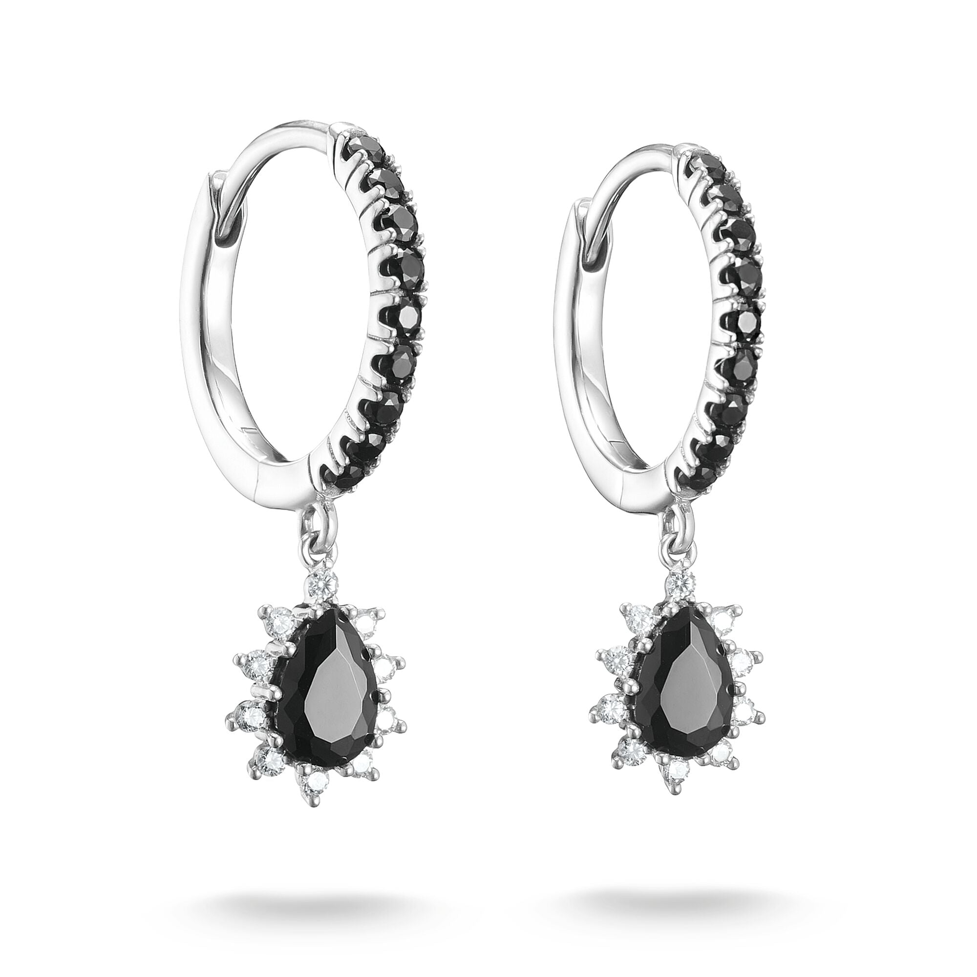 THOMAS SABO Hoop Earrings with Black Pendant Zirconia