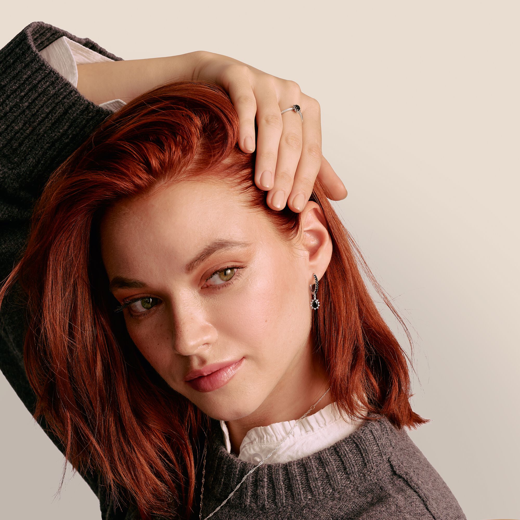 THOMAS SABO Hoop Earrings with Black Pendant Zirconia