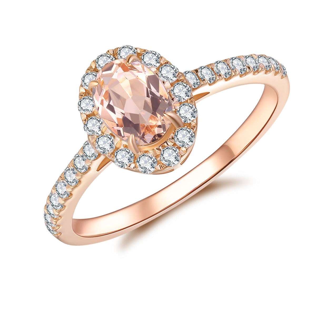 9ct Rose Gold Morganite & Diamond Ring