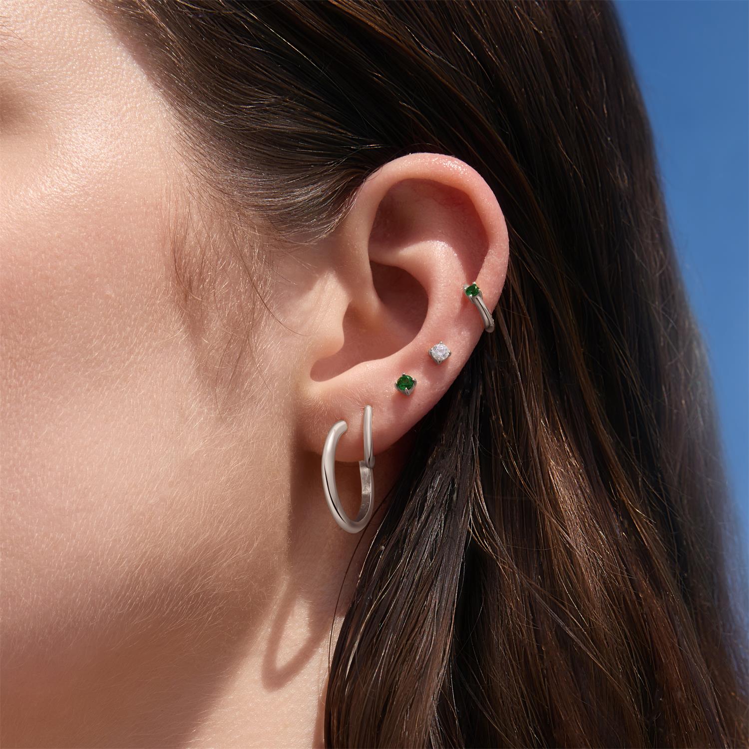 Ania Haie Silver Green Stud Earrings