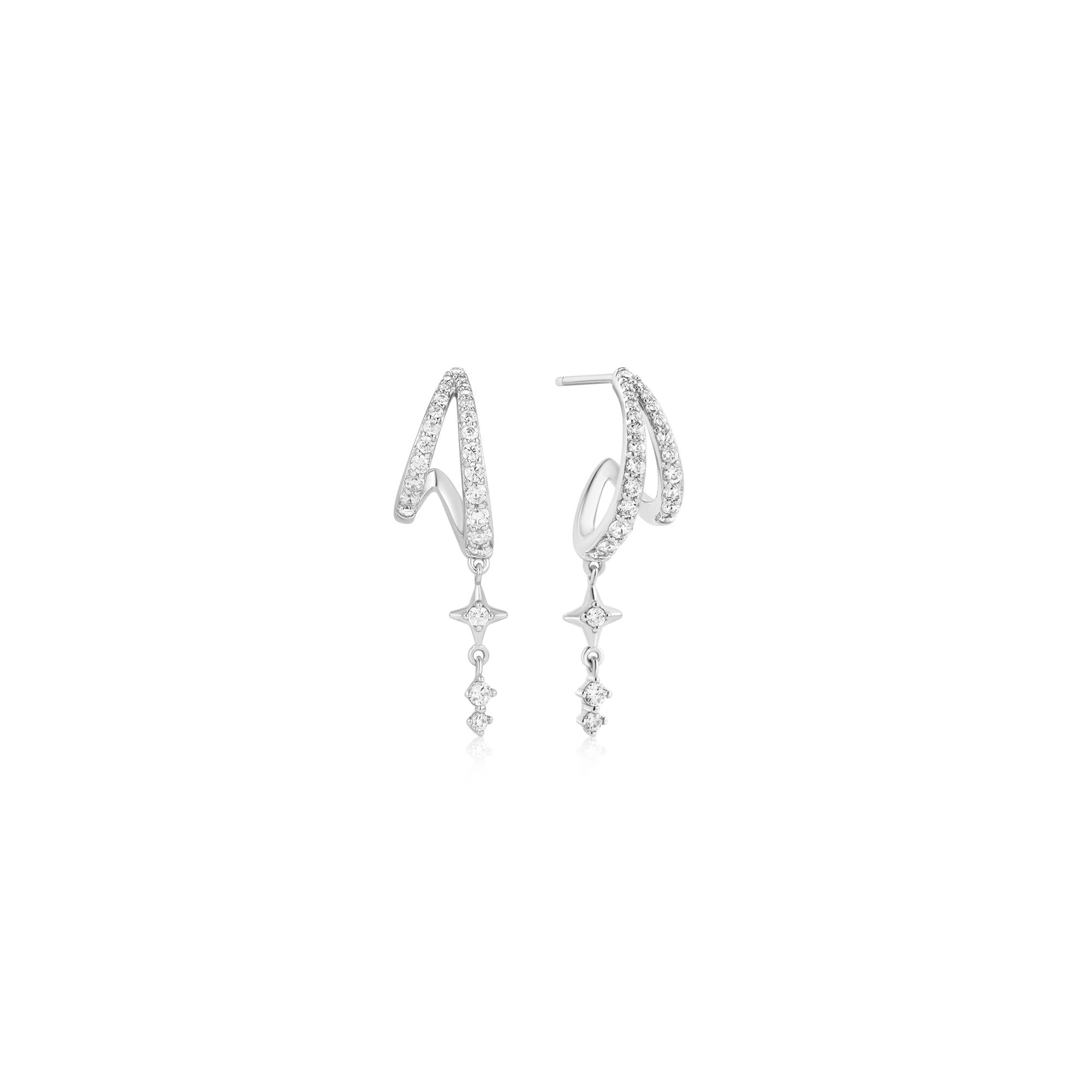 Ania Haie Silver Star Drop Stud Earrings