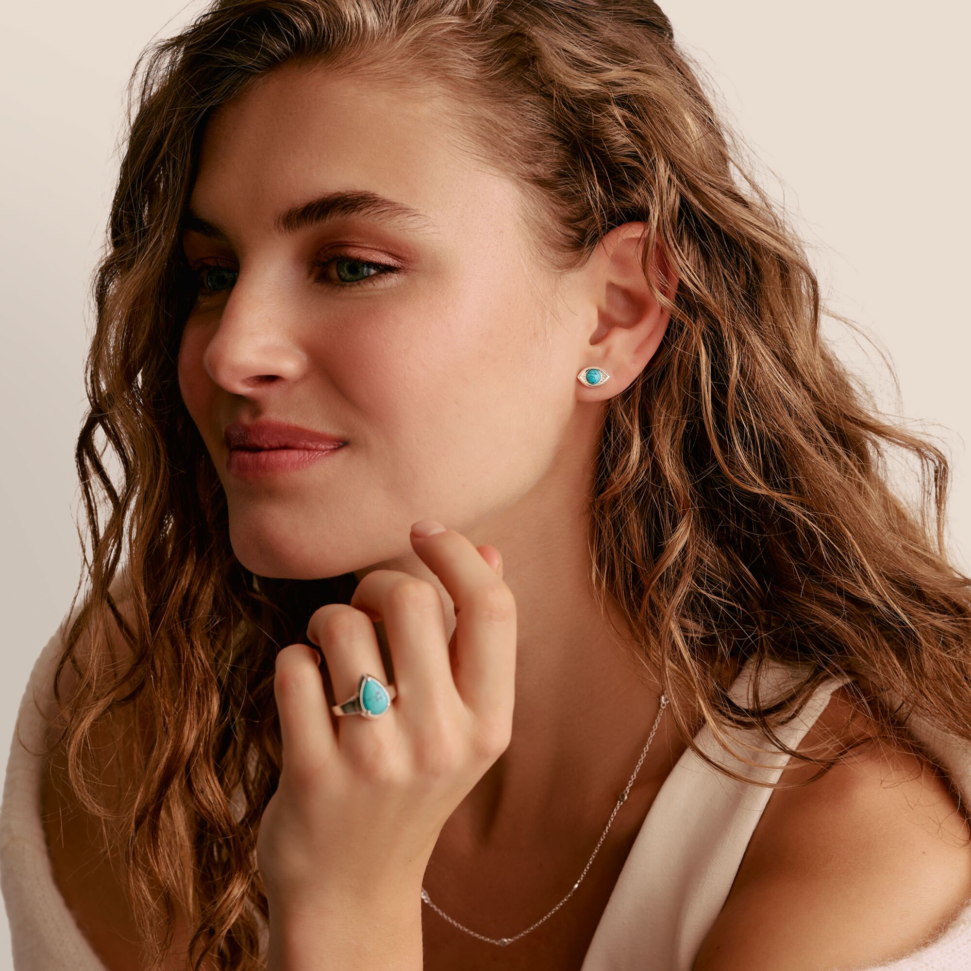 THOMAS SABO Turquoise Eye Stud Earrings Silver