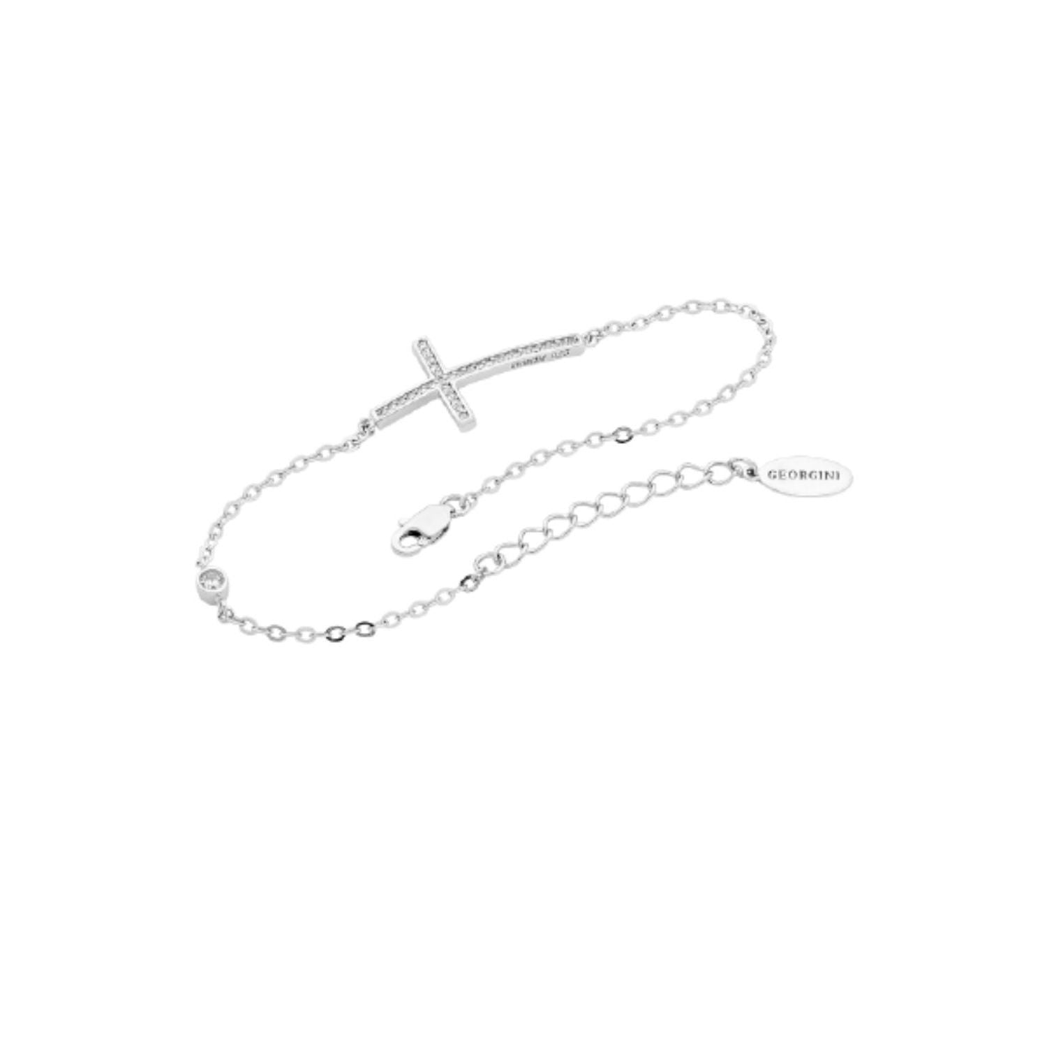 Georgini Sterling Silver Cubic Zirconia Cross Bracelet