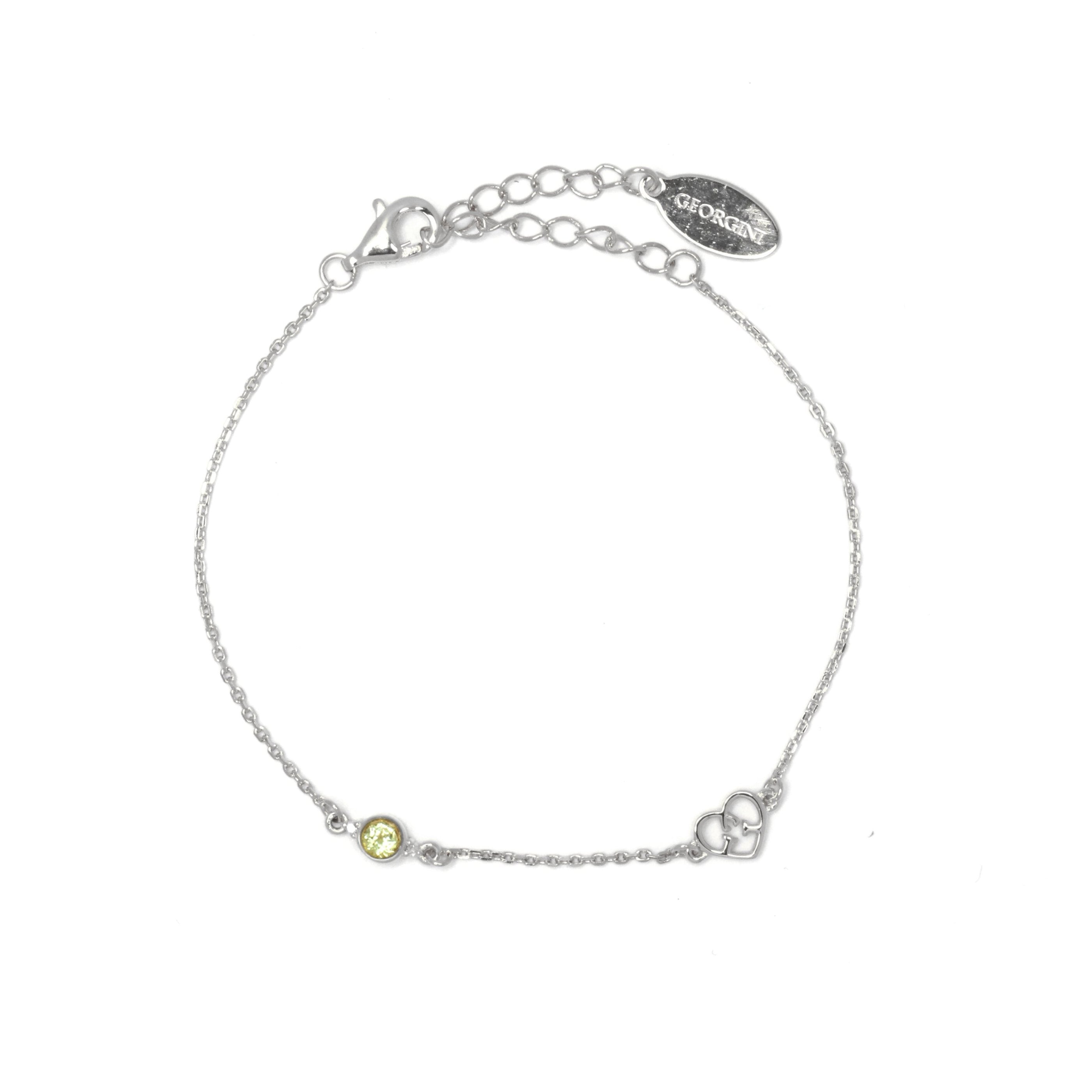 Diamonds by Georgini Natural Peridot and Two Natural Diamond August Bracelet Silver