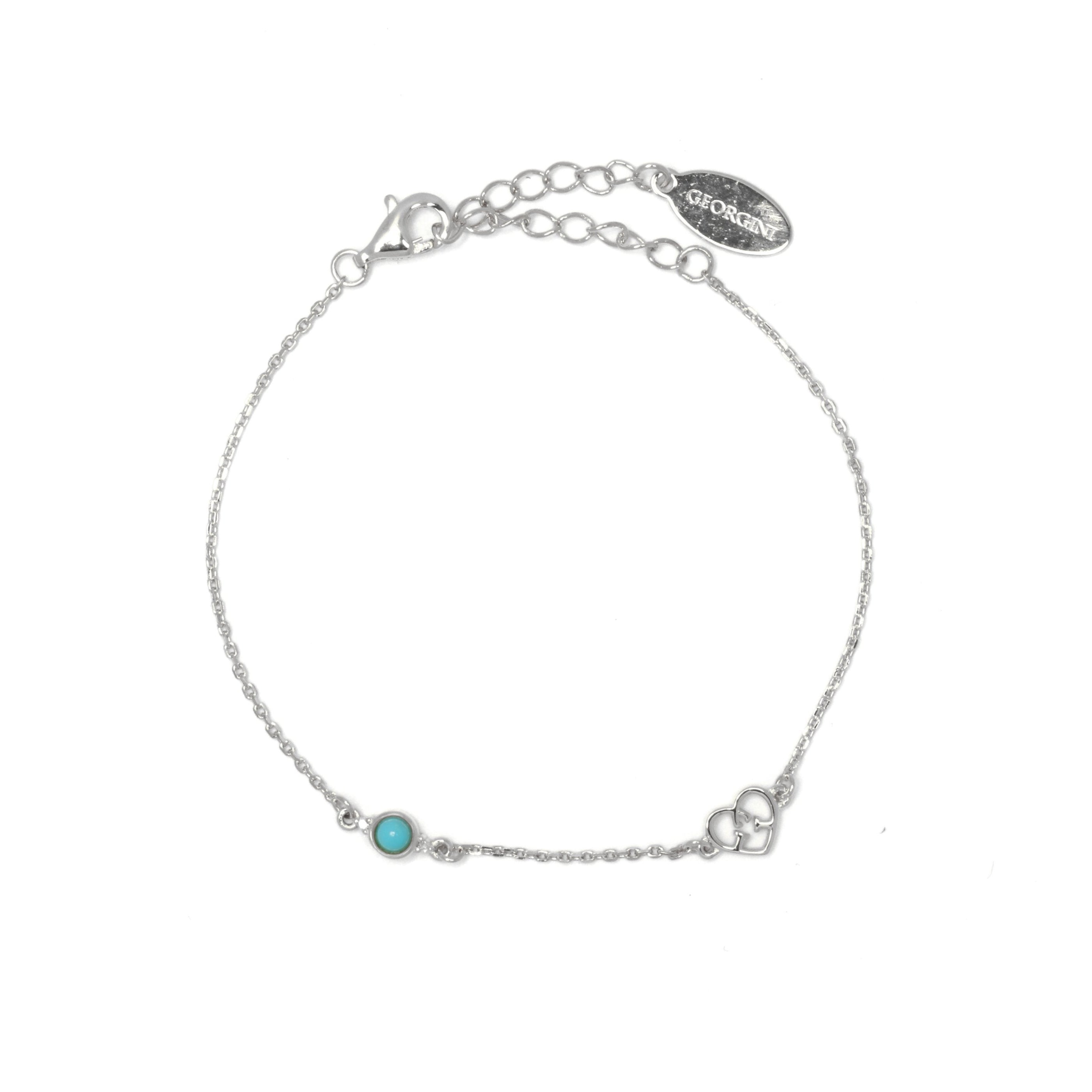 Diamonds by Georgini Natural Turquoise and Two Natural Diamond December Bracelet Silver