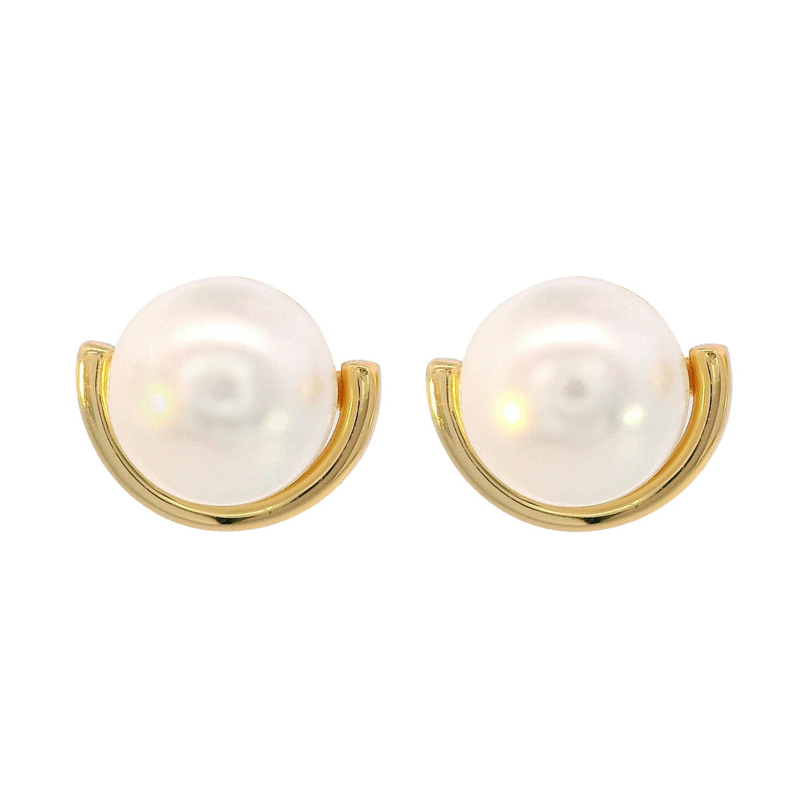 Adagio Crescent Nine-2-Five Pearl Crescent Earrings Gold