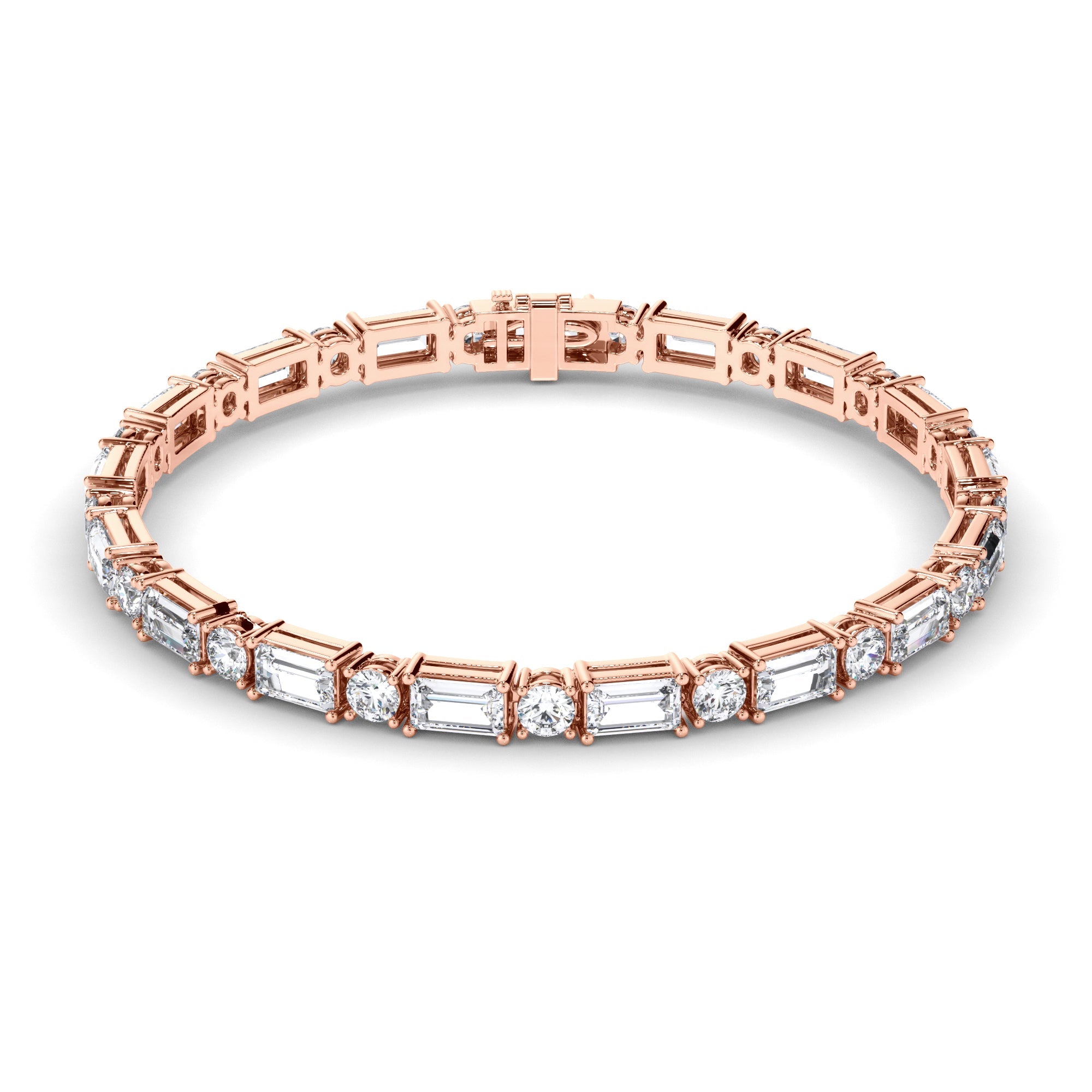 Baguette & Round Brilliant Cut Laboratory Grown Diamond Tennis Bracelet
