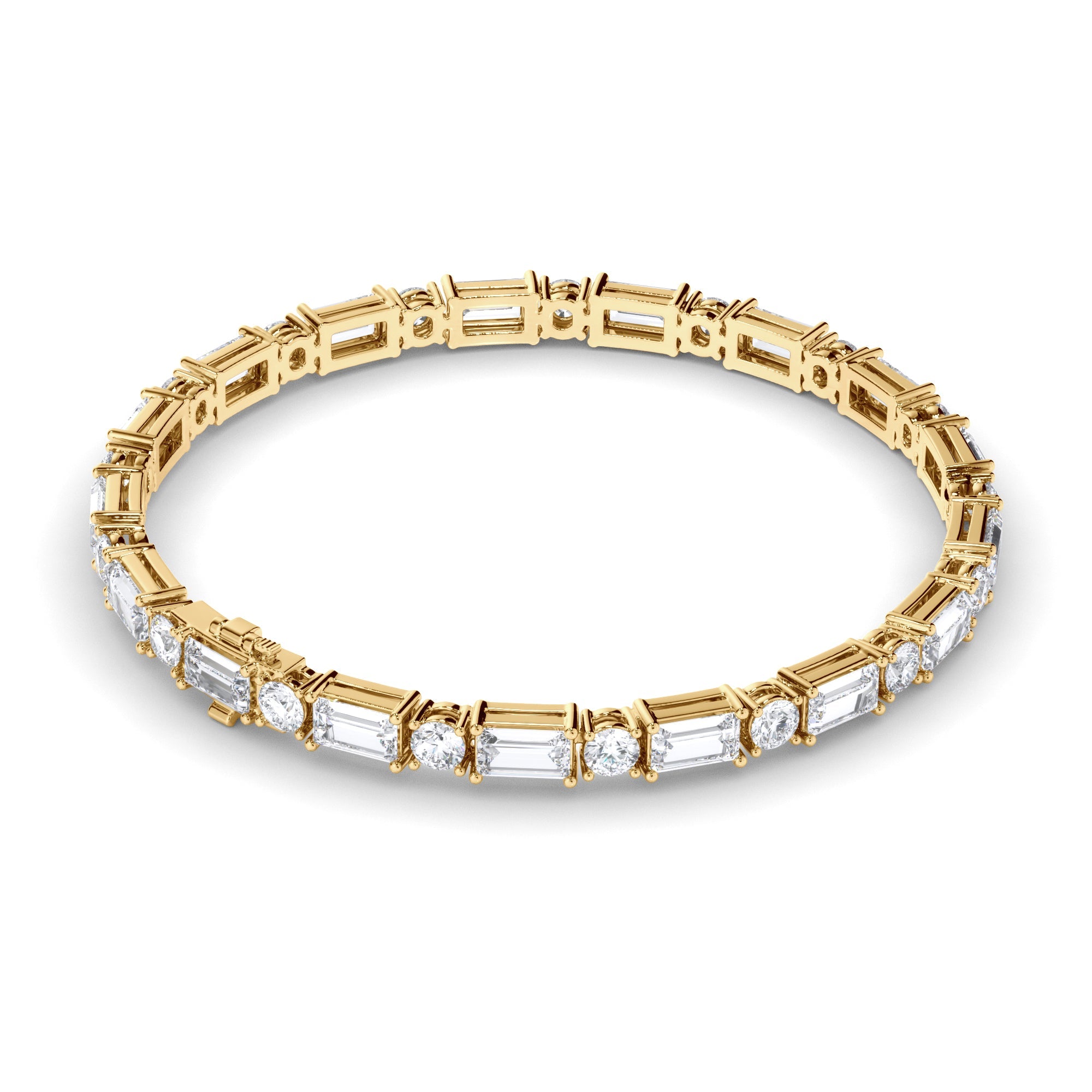 Baguette & Round Brilliant Cut Laboratory Grown Diamond Tennis Bracelet