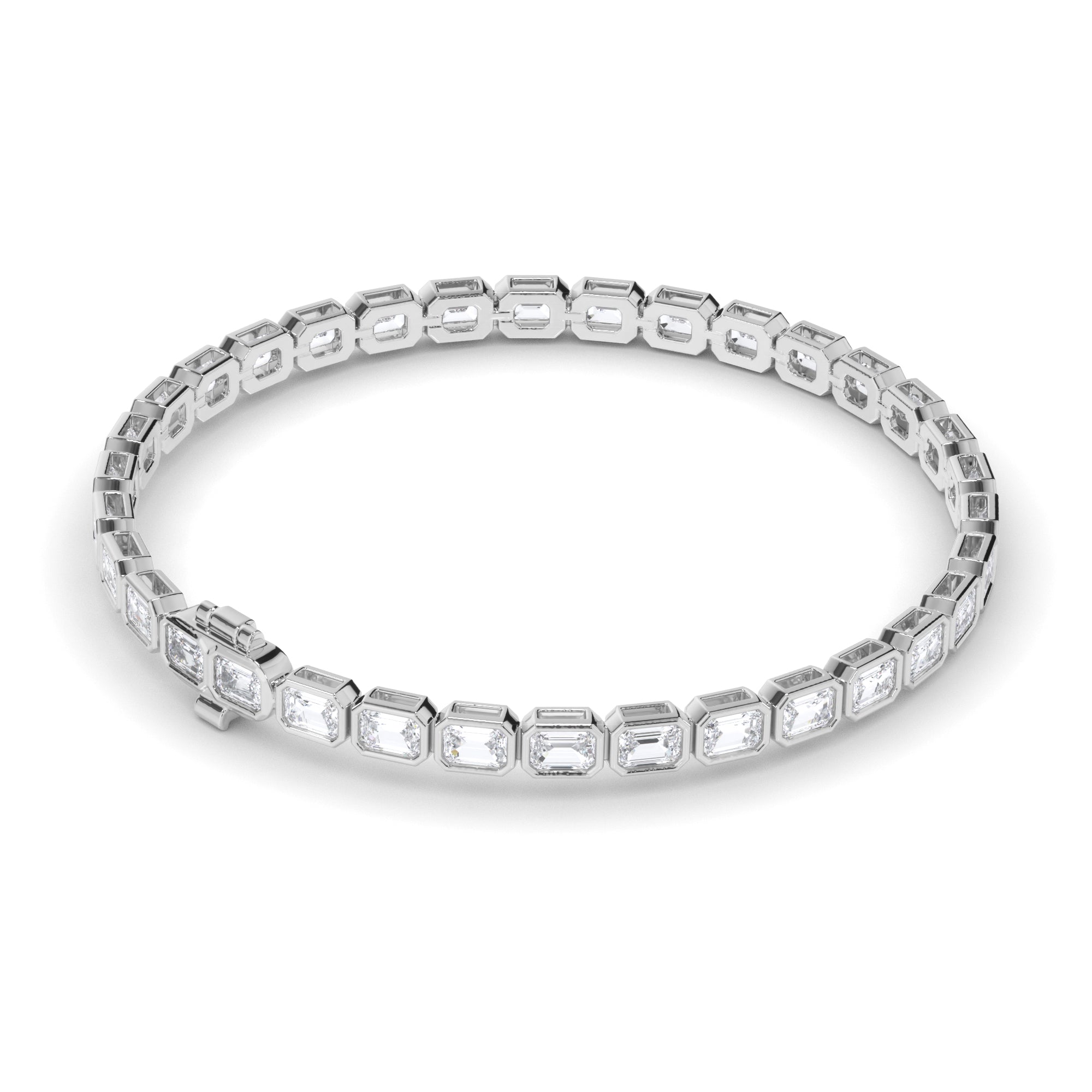 Emerald Cut Laboratory Grown Diamond Tennis Bracelet